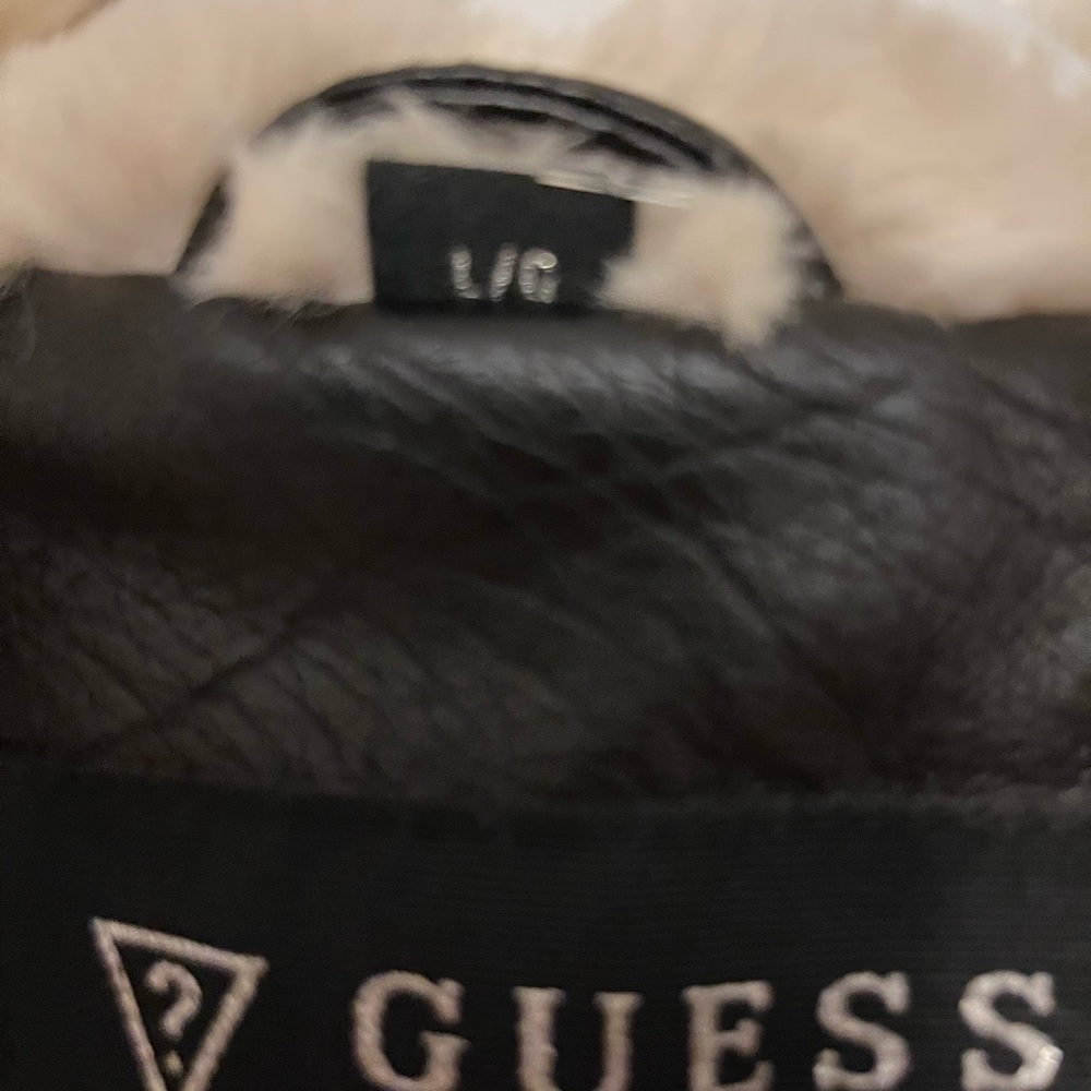 GUESS Cream Faux Fur Jacket